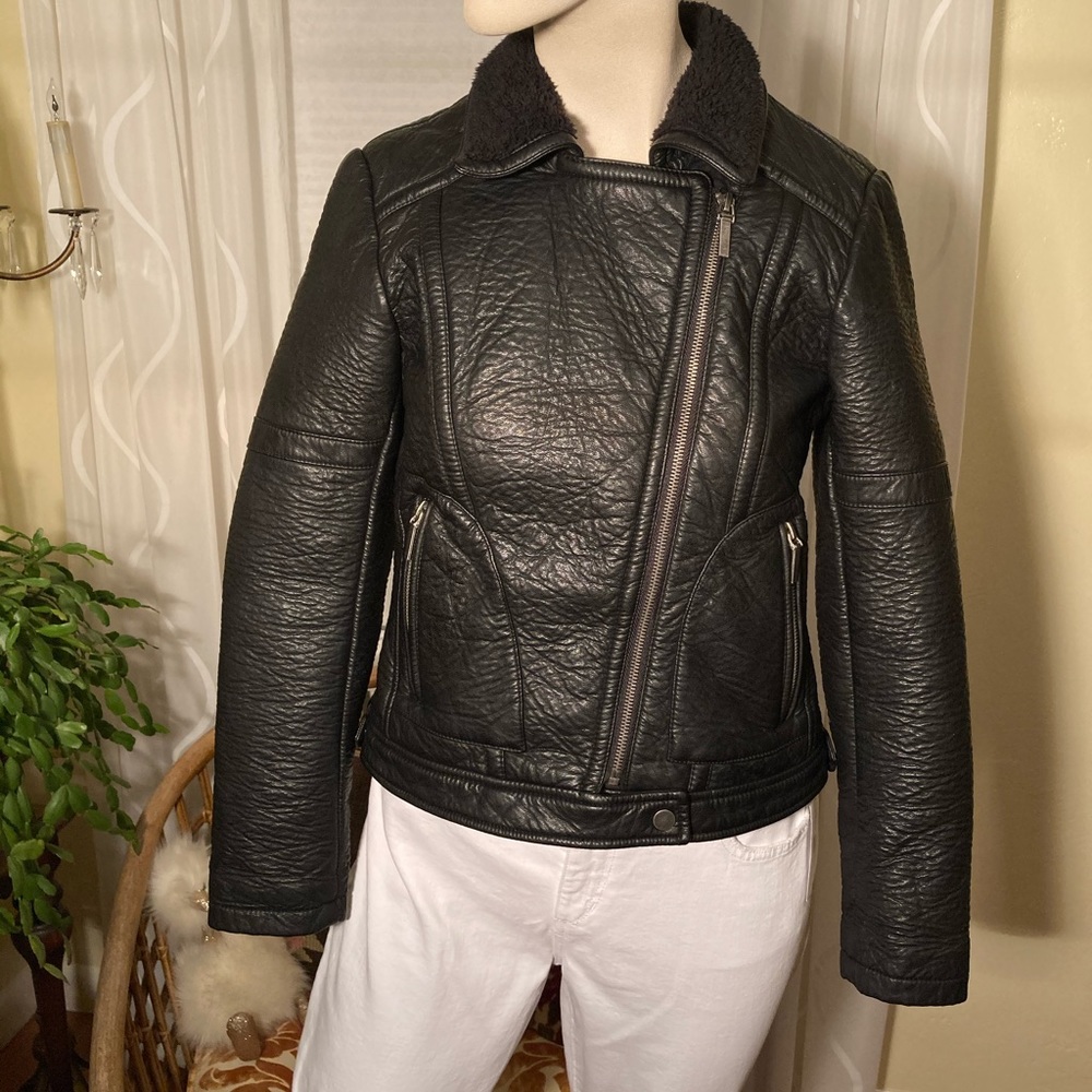 BERNARDO Pleather bomber moto jacket